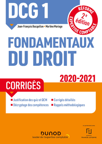 Livre numérique DCG 1 Fondamentaux du droit - Corrigés - 2020/2021