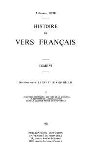 Livre numérique Histoire du vers français. Tome VI