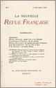 Livro digital La Nouvelle Revue Française N' 1 (Novembre 1908)