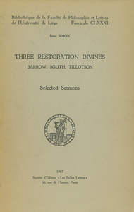 Libro electrónico Three Restoration Divines: Barrow, South and Tillotson. Volume I