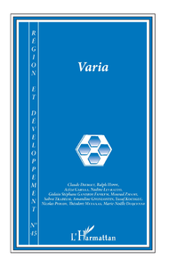 Livre numérique Varia (Région et développement 45)