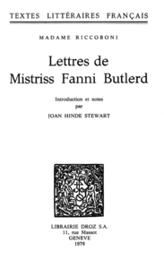 Libro electrónico Lettres de Mistriss Fanni Butlerd