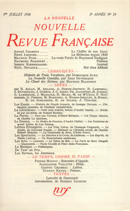 Livre numérique La Nouvelle Nouvelle Revue Française N' 19 (Juillet 1954)