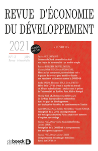 Livre numérique Revue d'économie du développement - volume 29
