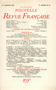 Livre numérique La Nouvelle Nouvelle Revue Française N' 25 (Janvier 1955)