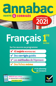 Livre numérique Annales du bac Annabac 2021 Français 1re technologique