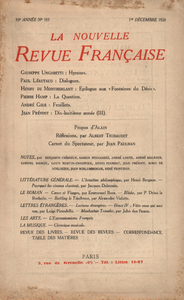Livre numérique La Nouvelle Revue Française N' 183 (Décembre 1928)