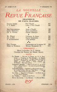 Livro digital La Nouvelle Revue Française N° 279 (Décembre 1936)