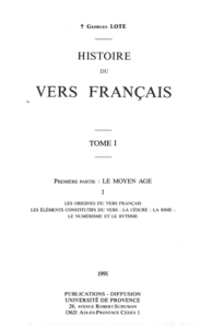 Livre numérique Histoire du vers français. Tome I
