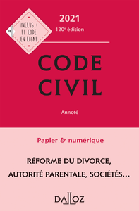 Livre numérique Code civil 2021, annoté - 120e ed.