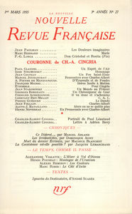 Livro digital La Nouvelle Nouvelle Revue Française N' 27 (Mars 1955)