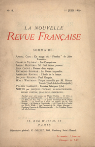 Libro electrónico La Nouvelle Revue Française N' 18 (Juin 1910)