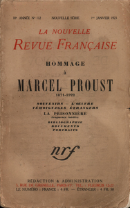 Livre numérique Hommage ŕ Marcel Proust (1871-1922) N' 112 (Janvier 1923)